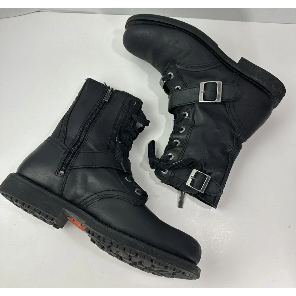 Harley Davidson Ranger 8” Black Leather Zip Lace Buckle Motorcycle Boot Mens 9 M - Picture 9 of 16
